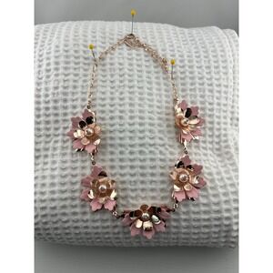 Rose gold and pink flower necklace